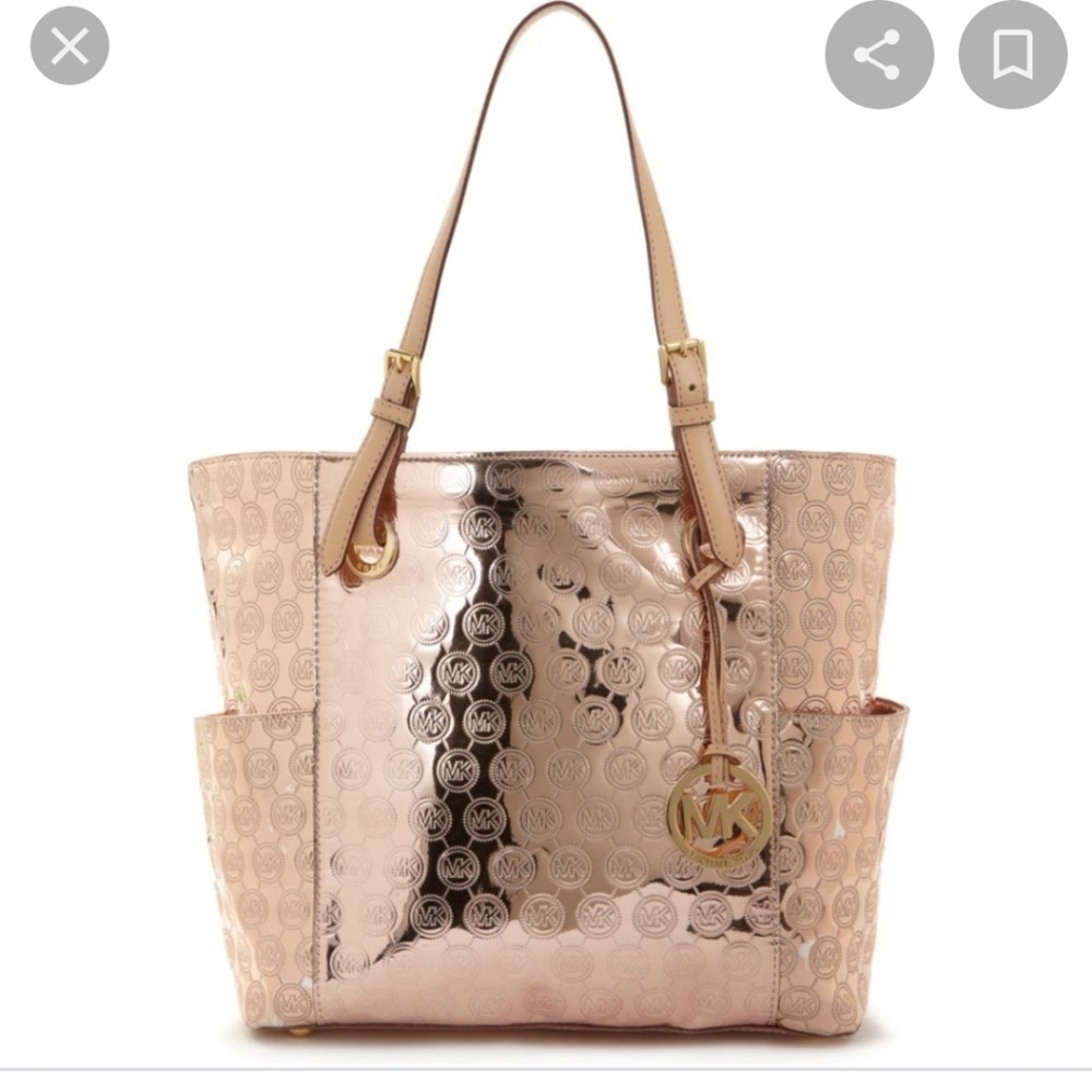 Michael Kors Rose Gold Mirror Jet Set Tote